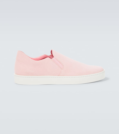 Shop Manolo Blahnik Nadores Suede Slip-on Shoes In Pink