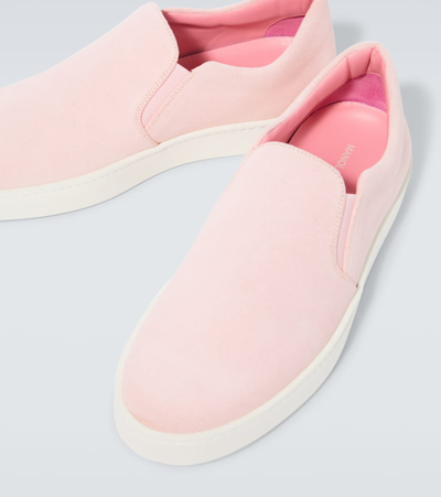 Shop Manolo Blahnik Nadores Suede Slip-on Shoes In Pink