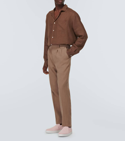 Manolo Blahnik Nadores Suede Slip-on Shoes In Pink
