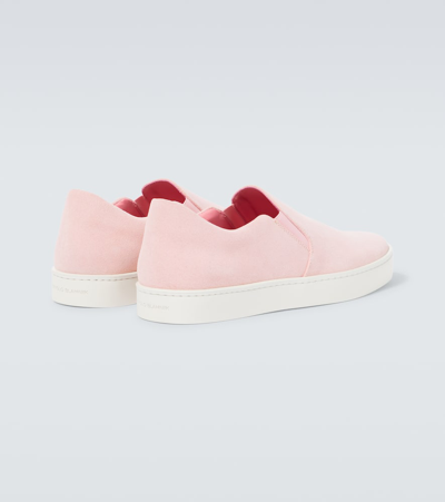 Manolo Blahnik Nadores Suede Slip-on Shoes In Pink