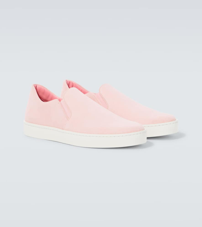 Shop Manolo Blahnik Nadores Suede Slip-on Shoes In Pink