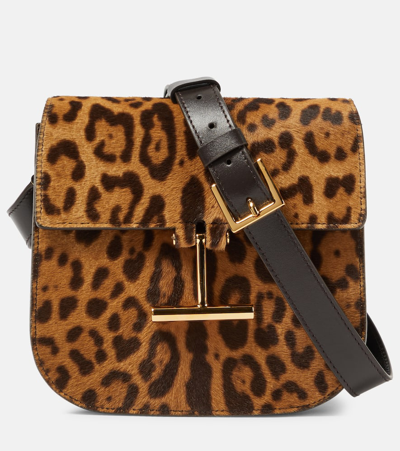 Shop Tom Ford Tara Mini Calf Hair Crossbody Bag In Brown / Beige + Brown