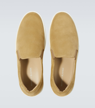 Manolo Blahnik Nadores Suede Sneakers In Green