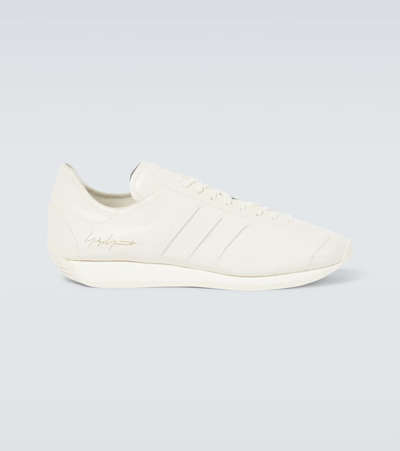 Shop Y-3 Country Leather Sneakers In Owhite/owhite/owhite