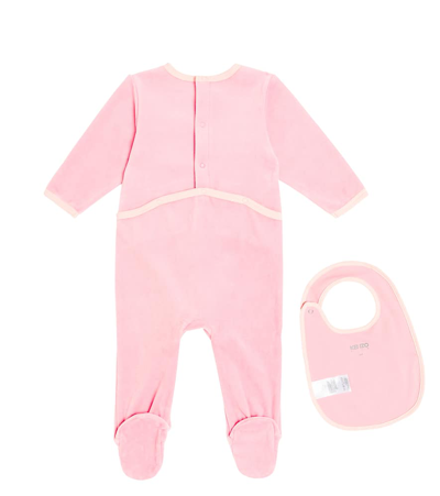 Shop Kenzo Baby Bodysuit, Bib, And Beanie Set In Multicoloured