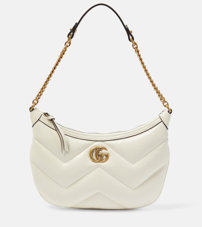 Shop Gucci Gg Marmont Small Matelassé Leather Shoulder Bag In Antique White