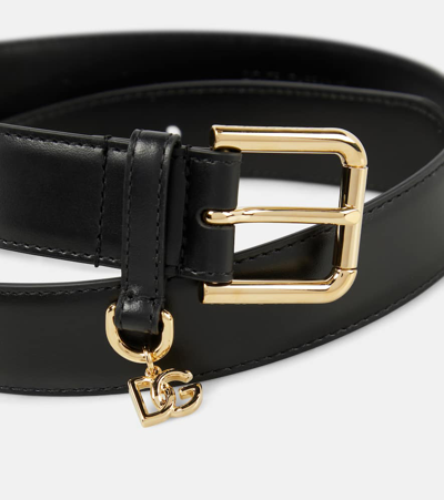 Dolce & Gabbana Adjustable Smooth Leather Belt With Gold-tone Buckle In Nero