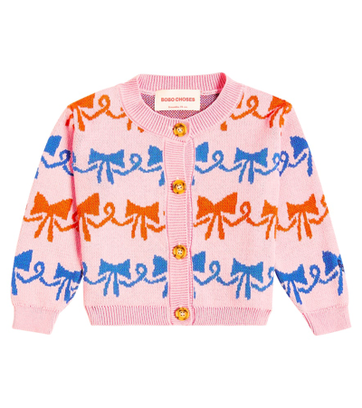Shop Bobo Choses Baby Cotton Jacquard Cardigan In Pink