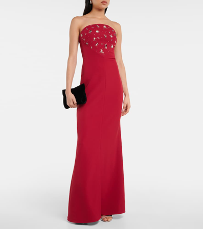 Safiyaa Makkari Embellished Strapless Crêpe Gown In Rhubarb