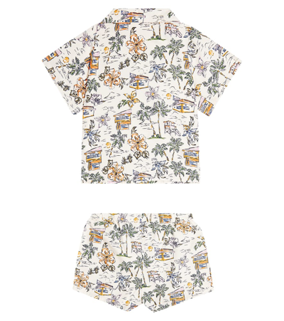 Shop The New Society Baby Belmont Cotton Shirt And Shorts Set In Multicoloured