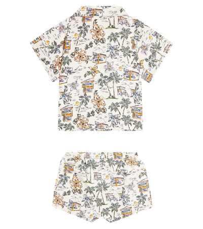 The New Society Baby Belmont Cotton Shirt And Shorts Set In Multicoloured