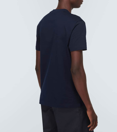 Versace Blue Crewneck T-shirt With 90's Logo Print In Navy Blue