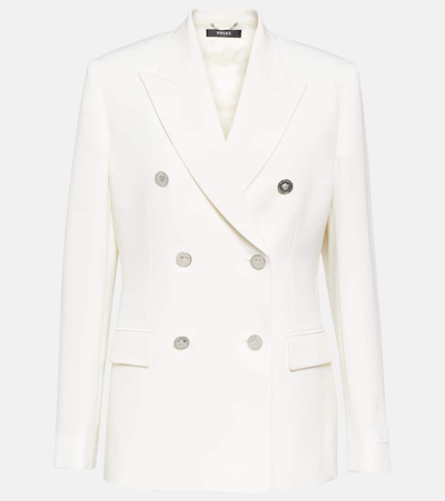 Shop Versace Virgin Wool Blazer In White