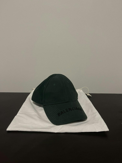 Pre-owned Balenciaga Logo Visor Hat In Dark Green