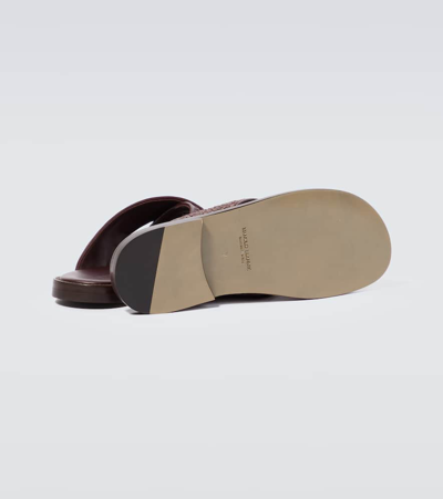 Manolo Blahnik Otawi Leather-trimmed Raffia Sandals In Brown