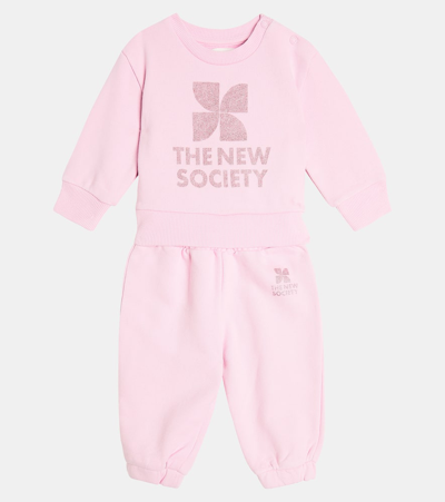 Shop The New Society Baby Ontario Cotton Jersey Tracksuit In Pink