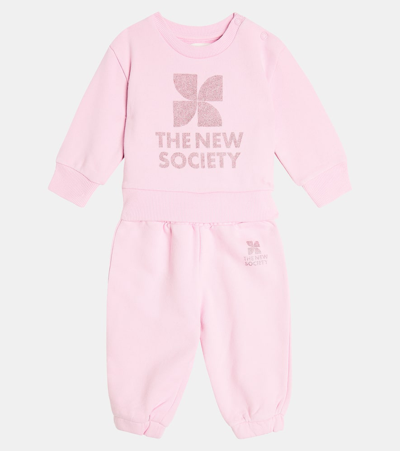 The New Society Baby Ontario Cotton Jersey Tracksuit In Pink