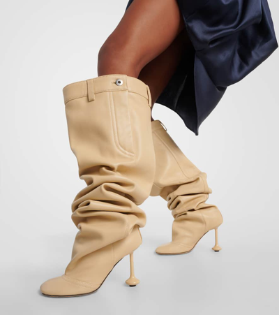 Shop Loewe Toy Leather Over-the-knee Boots In Beige