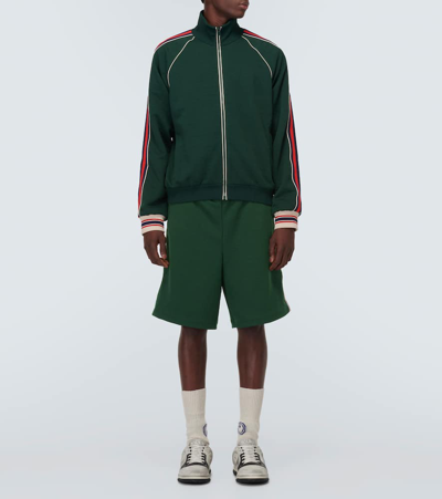 Shop Gucci Gg Jacquard Jersey Shorts In Bottle/mix