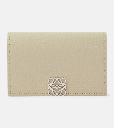 Shop Loewe Anagram Leather Card Holder In Light Ghost
