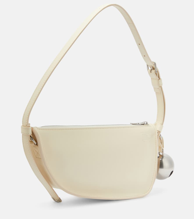 Burberry Mini Shield Leather Shoulder Bag In Pearl