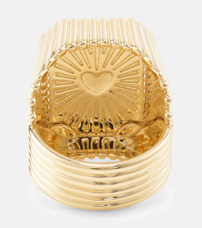 Marie Lichtenberg Heart Mini Scap 18kt Gold Ring With Diamonds In Gold