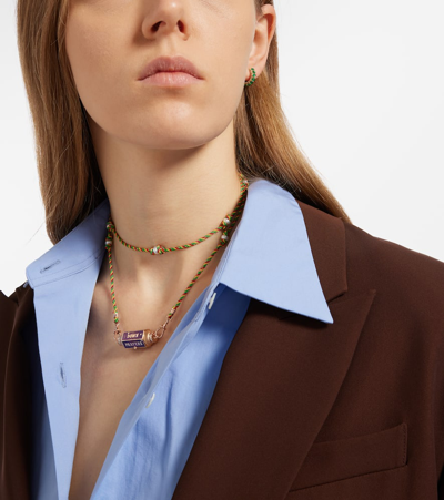 Marie Lichtenberg Blunt Box 18kt Gold Locket Necklace With Diamonds And Sapphires In Multicoloured