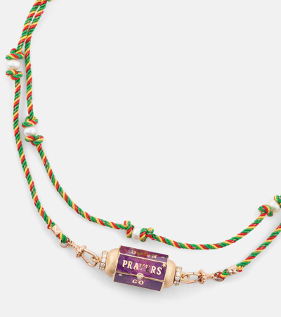 Marie Lichtenberg Blunt Box 18kt Gold Locket Necklace With Diamonds And Sapphires In Multicoloured