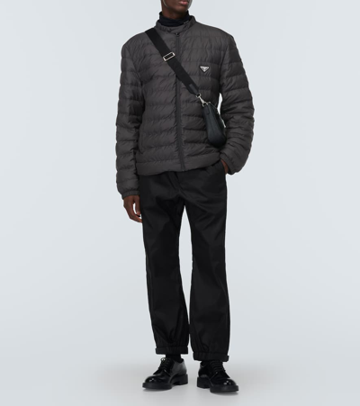 Prada Mens Black Triangle-logo Technical Shell-down Jacket In Black