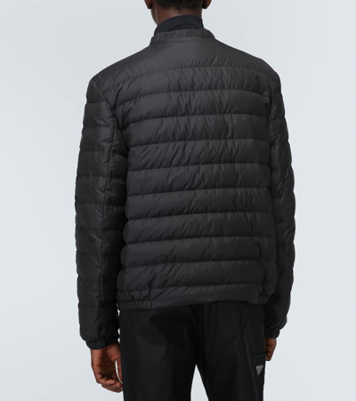 Prada Mens Black Triangle-logo Technical Shell-down Jacket In Black