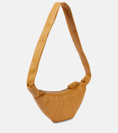 Shop Lemaire Croissant Small Leather Shoulder Bag In Butter