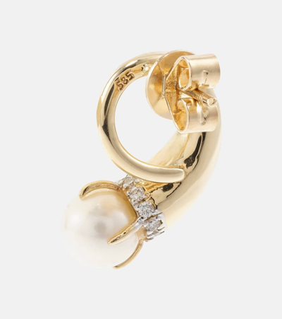 Mateo 14kt Gold Earrings With Diamonds And Pearls In Gold