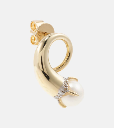 Mateo 14kt Gold Earrings With Diamonds And Pearls In Gold