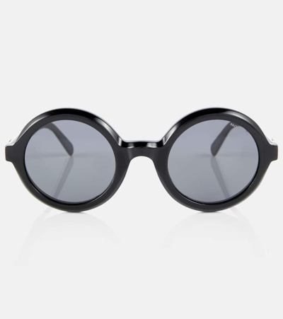Shop Moncler Orbit Round Sunglasses In Black