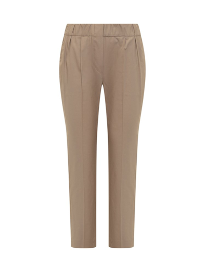 Shop Brunello Cucinelli Cropped Pleated Trousers In Brown