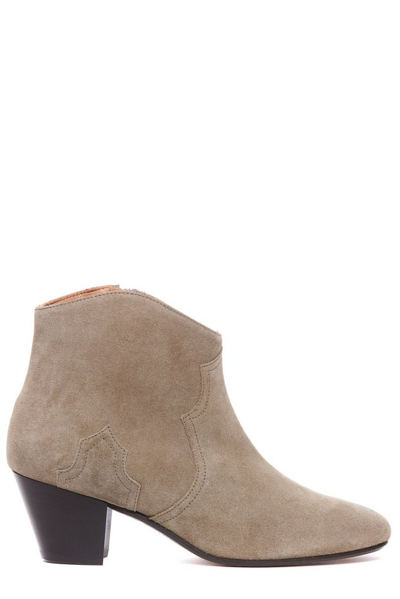 Shop Isabel Marant Block Heel Ankle Boots In Beige