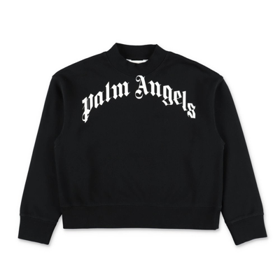 Shop Palm Angels Kids Logo Printed Crewneck Sweatshirt In Black