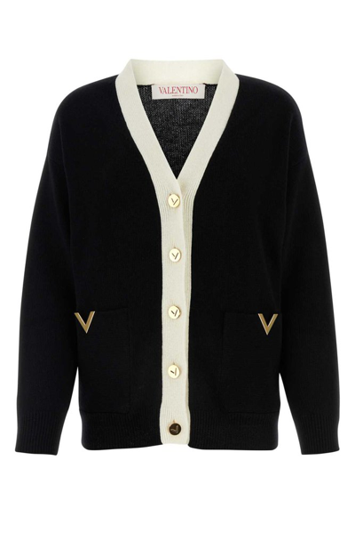 Shop Valentino Vlogo Button Down Cardigan In Black