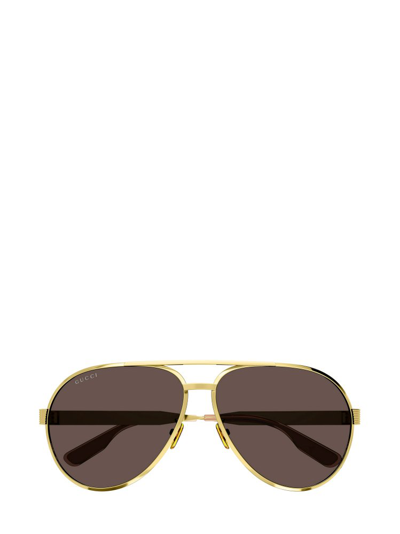 Shop Gucci Eyewear Aviator In Gold