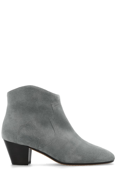Shop Isabel Marant Dicker Heeled Ankle Boots In Grey