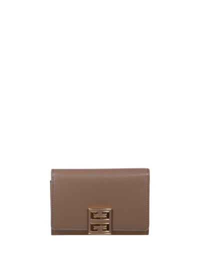 Shop Givenchy 4g Plaque Flap Wallet In Beige