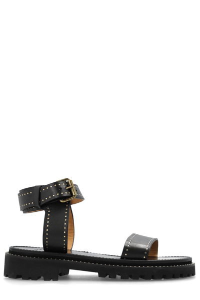 Shop Isabel Marant Breena Stud Embellished Sandals In Black