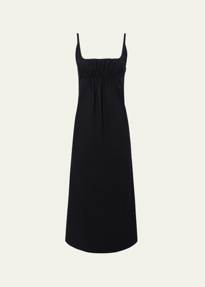 Shop Altuzarra Jerry Square-neck Ruched Midi Dress In Black