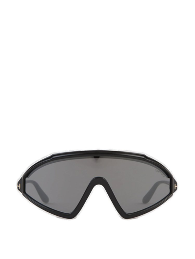 Shop Tom Ford Eyewear Lorna Shield Frame Sunglasses In Black