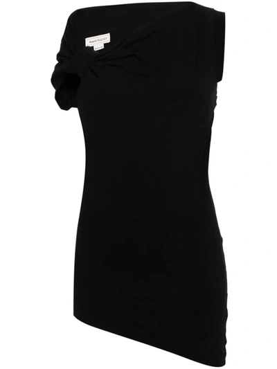 Shop Alexander Mcqueen Asymmetrical Top Clothing In Black