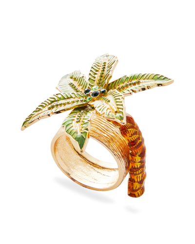 Shop Kim Seybert Palm Coast Napkin Ring In Green/gold