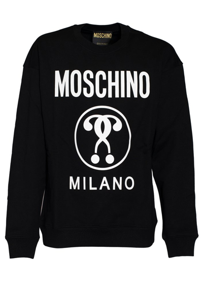 Shop Moschino Logo Printed Crewneck Sweatshirt In Black
