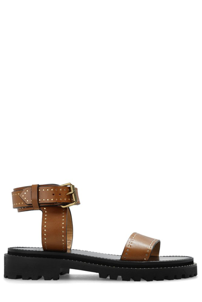 Shop Isabel Marant Breena Stud Embellished Sandals In Brown