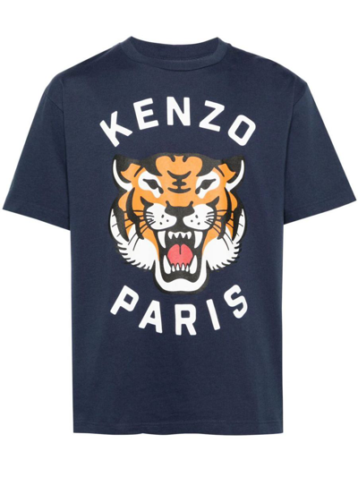 Shop Kenzo Lucky Tiger T-shirt Clothing In Blue