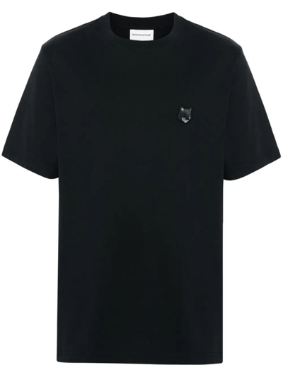 Shop Maison Kitsuné Fox-logo Patch T-shirt Clothing In Black